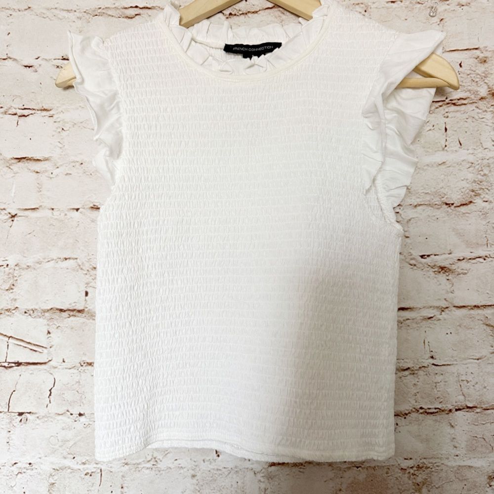 French Connection smocked ruffle vest top